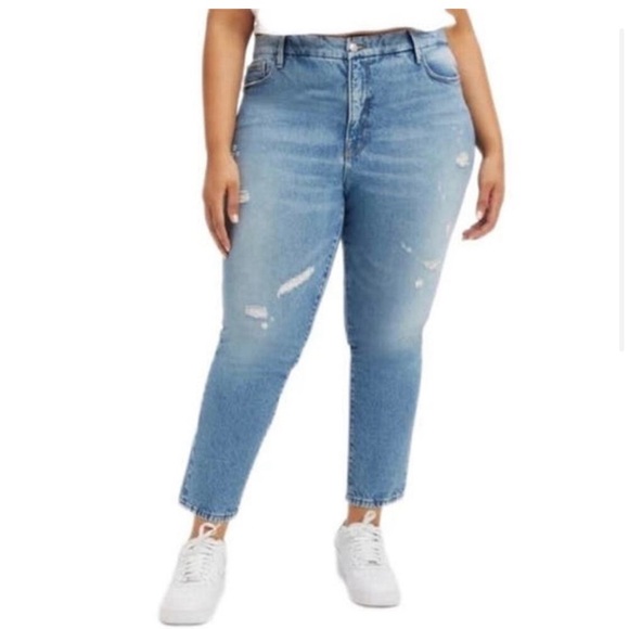 GOOD AMERICAN Distressed Straight Leg Jean Good Weekender NWT Size 14 - Picture 4 of 6